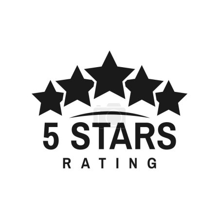 Illustration for Five star rating icon, best award symbol. Product premium quality evaluation, business reputation evaluation or goods user ranking or rate vector symbol. Client review pictogram with black five stars - Royalty Free Image
