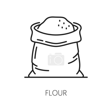 Illustration for Bag of flour, home bakery and pastry food icon, cooking symbol. Vector pictogram of sack of cereal grains, barley or burlap, corn or grains - Royalty Free Image
