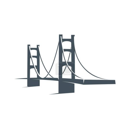 Illustration for Bridge icon, architecture, building or transportation and construction company vector sign. Bridge silhouette symbol for insurance or investment business, communication technology, travel and industry - Royalty Free Image