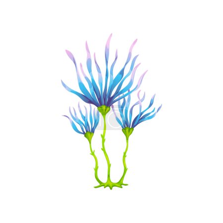 Illustration for Cartoon underwater strap kelp seaweed plant. Aquarium and sea algae. Ocean underwater algae, tropical sea water flora or undersea deep weed, coral reef or aquarium isolated vector marine seaweed plant - Royalty Free Image