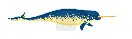 Illustration for Narwhal animal character. Isolated cartoon vector unicorn of the sea. Fascinating marine mammal with long, spiral tusk. Found in arctic waters, it possesses a sleek body and bluish-gray coloration - Royalty Free Image