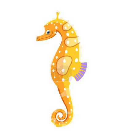 Illustration for Seahorse animal character. Isolated vector graceful and unique, small marine creature with a horse-like head, curled tail, and fascinating ability to change hues to blend into their surroundings - Royalty Free Image