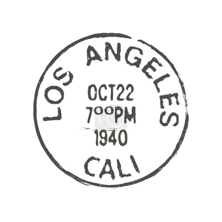 Illustration for Los Angeles postage and postal stamp. Postcard US California town ink stamp, post departure country or United States region retro vector mark or postal envelope Los Angeles city imprint - Royalty Free Image