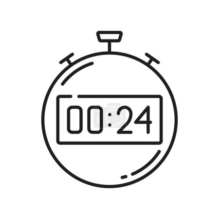 Illustration for Clock timer outline icon, seconds and minutes measuring object. Vector time management stop sign. Alarm stopwatch, fitness sport timer - Royalty Free Image