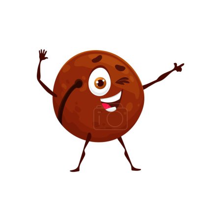 Illustration for Cartoon macadamia nut keto diet food character. Natural food cute character, healthy nutrition, keto diet product isolated vector happy mascot or macadamia nut cheerful personage - Royalty Free Image