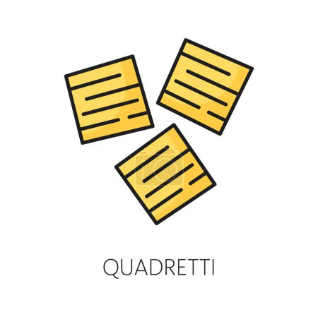 Illustration for Square-shaped Quadretti pasta flakes isolated color outline icon. Vector Italy traditional quadretti pasta, Italian food cuisine - Royalty Free Image