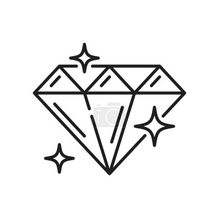 Téléchargez les illustrations : Diamant casino trésor icône de contour isolé. Bijoux vectoriels gemme étincelante, pierre gemme récompense cristal brillant, topaze karat cadeau cher - en licence libre de droit