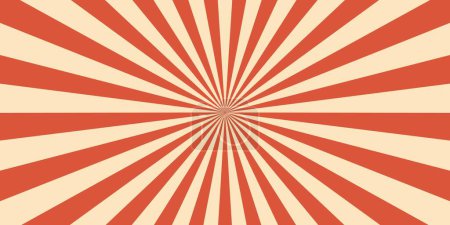 Illustration for Circus or carnival retro background with sunlight vintage rays or sunbeam burst, vector layout. Funfair carnival radial stripes or pinwheel pattern poster for amusement park or vintage circus festival - Royalty Free Image
