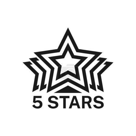 Illustration for Five star rating, best award icon or symbol. Product premium quality rating, customer opinion survey or goods satisfaction feedback vector icon. User evaluation sign or pictogram with five stars - Royalty Free Image