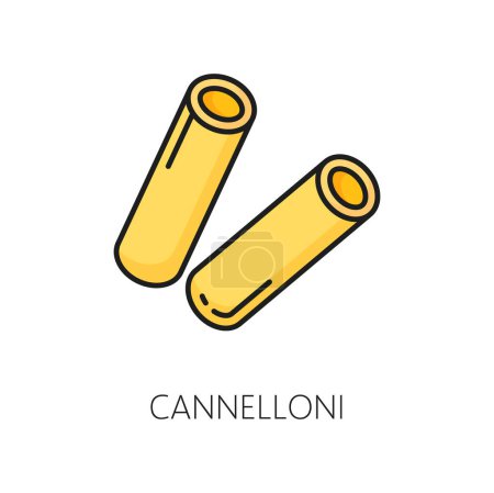 Illustration for Cannelloni rolls of pasta isolated color outline icon. Vector stuffed with meat or vegetables canneroni cannaroni, cannoli crusetti raw canelons - Royalty Free Image