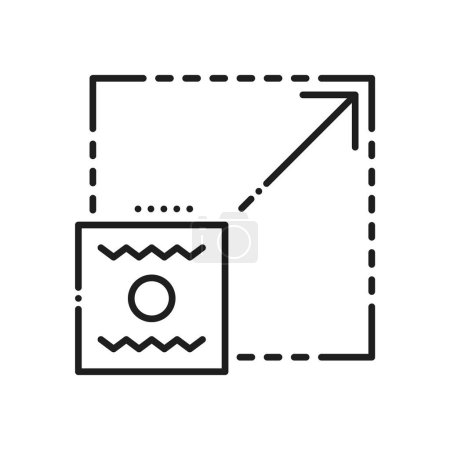 Illustration for Scalability icon. Scalable sign scale enlarge vector. Reduce expand, resize zoom and change, increase symbol. Scaling decrease, arrow changing size - Royalty Free Image