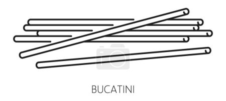 Ilustración de Bucatini o perciatelli espaguetis gruesos como pasta con agujero en el centro, cocina italiana icono contorno. Pastas vectoriales de harina de trigo duro - Imagen libre de derechos