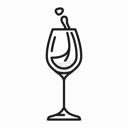 Illustration for Motion of wine, winery degustation and tasting outline sign. Vector mix and control of wine poured in glass isolated thin line icon - Royalty Free Image