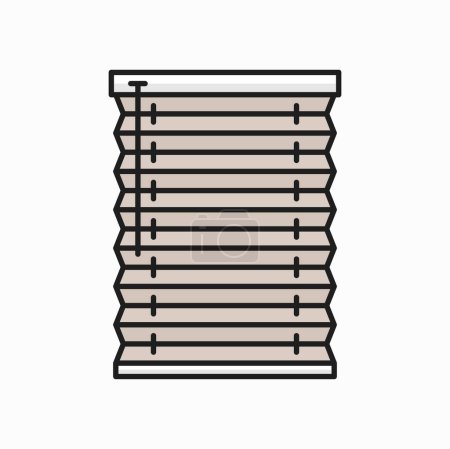 Illustration for Horizontal closed jalousie, roller shutter house or office interior design element outline icon. Vector sun protection shade, window blind curtain - Royalty Free Image