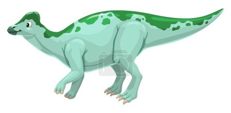 Illustration for Jaxartosaurus dinosaur cartoon character, Jurassic reptile for kids toy or game, isolated vector. Funny cute dino or Jaxartosaurus dinosaur for children prehistoric education, extinct museum or game - Royalty Free Image