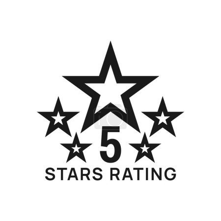 Illustration for Five star rating, best award or prize icon. Client evaluation, customer opinion survey or product premium quality satisfaction feedback vector emblem. Business reputation ranking or rate sign - Royalty Free Image