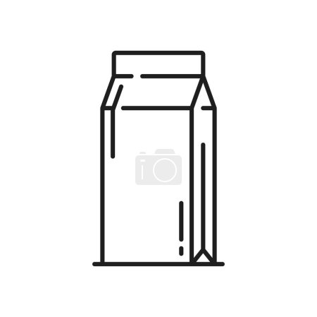 Ilustración de Envase de cartón de leche, caja de jugo de papel maqueta icono de contorno aislado. Vector contenedor en blanco para productos lácteos, paquete para bebidas - Imagen libre de derechos
