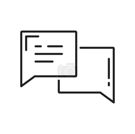 Illustration for Abstract note in speech bubble, chatting memo dialogue box thin line icon. Vector conversation sign, outline design element. Balloon with information - Royalty Free Image