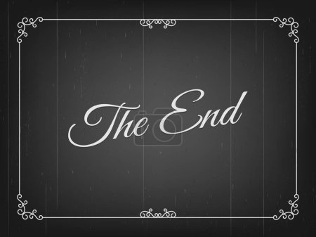 Illustration for Silent movie cinema film end screen. Cinematography studio antique banner, cinema theater screen retro background or video industry vintage vector backdrop. Hollywood silent movie classic 30s frame - Royalty Free Image