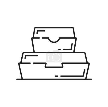 Ilustración de Caja de cartón fastfood, embalaje aislado para el almuerzo, contenedores de entrega de alimentos chinos. Embalaje del producto del vector, cajas de cartón en blanco - Imagen libre de derechos