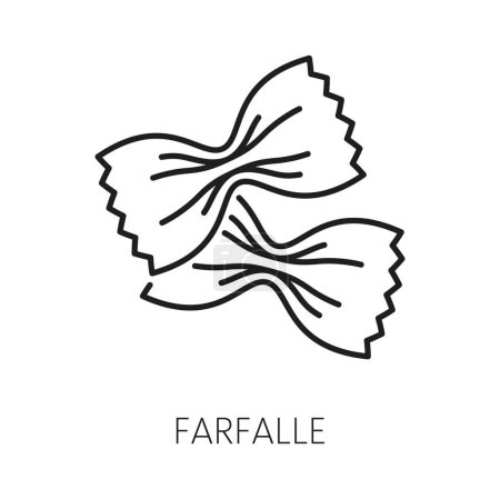 Illustration for Farfalle pasta italian cuisine food, macaroni of dry wheat, italian cuisine food. Vector bow shaped pasta, mediterranean food uncooked farfalle - Royalty Free Image
