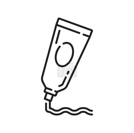 Ilustración de Pollo pox medicina botella pomada tratamiento icono. Tubo de crema, exfoliante para la piel o crema para el acné. Producto de cuidado dental, loción de maquillaje o ungüento - Imagen libre de derechos
