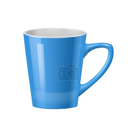 Illustration for Ceramic coffee mug and tea cup, realistic tableware mockup for showcasing unique artworks or branding. Isolated 3d vector high-quality blue porcelain teacup for a professional identity presentations - Royalty Free Image
