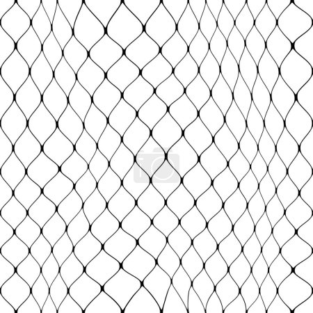 Illustration for Fish net seamless pattern or fishnet background with mesh grid of fishing rope, vector wavy lines. Fishnet or hunting catch neat and marine mesh lattice pattern background of fisherman fabric lines - Royalty Free Image