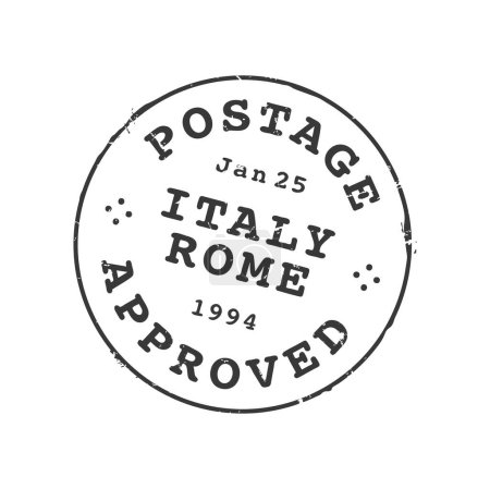 Illustration for Rome postage and postal stamp. Letter envelope, greeting card or parcel Italy town ink stamp, mail delivery European city retro vector seal or postcard departure country, region or Rome imprint - Royalty Free Image