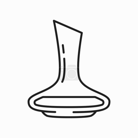 Illustration for Decanter for wine isolated outline icon. Vector glass bottle for mixing wine, jar for alcohol drink, winemaking decanter thin line - Royalty Free Image