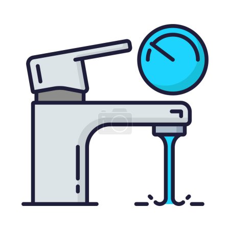 Illustration for Color plumbing service icon. Toilet, pipe, bathroom problems. Sewage pipe cleaning and unclogging service outline sign, house bathroom faucet or water heating repair thin line vector pictogram or icon - Royalty Free Image