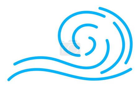 Téléchargez les illustrations : Icône de ligne d'onde, eau d'ondulation de mer et d'océan dans les courbes ondulées vectorielles. Vagues d'eau ou vagues de surf marines ou vagues d'océan et de mer en ligne bleue doodle, icône de dessin animé nautique ou marine - en licence libre de droit