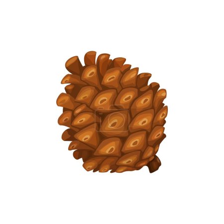 Illustration for Cartoon pine cone, isolated vector natural seed pod from pine trees, featuring a rustic, cone-shaped design with scales that protect and disperse its seeds. Brown pinecone, coniferous plant - Royalty Free Image