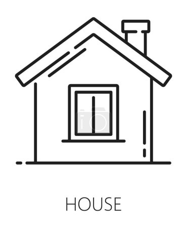 Illustration for Real estate icon for house sale, mortgage or home rent, vector outline pictogram. Real estate agent service web icon, residential apartments or home construction and property developer outline symbol - Royalty Free Image