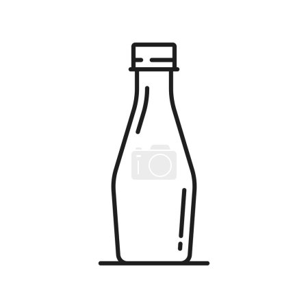Illustration for Plastic yogurt bottle isolated food container outline icon. Vector bottle package, thin line packaging for drinks delivery, glassware with cover - Royalty Free Image