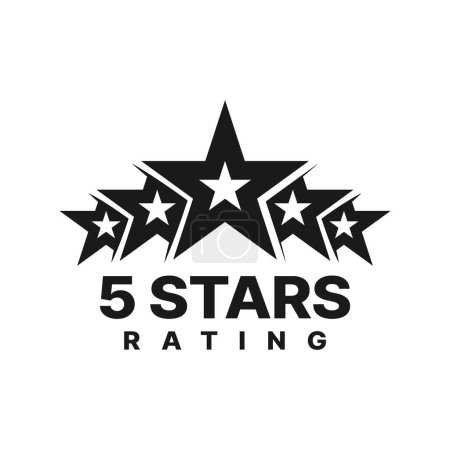 Illustration for Five star rating, best award icon or badge. Business reputation, goods opinion survey, customer review or user evaluation vector symbol or icon. Client experience pictogram or sign with five stars - Royalty Free Image