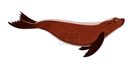 Illustration for Cartoon seal sea animal. Arctic sea fauna or ocean wildlife, zoo or circus animal cute mascot, seal or sealion isolated vector funny character. North and antarctic nature, marine life personage - Royalty Free Image
