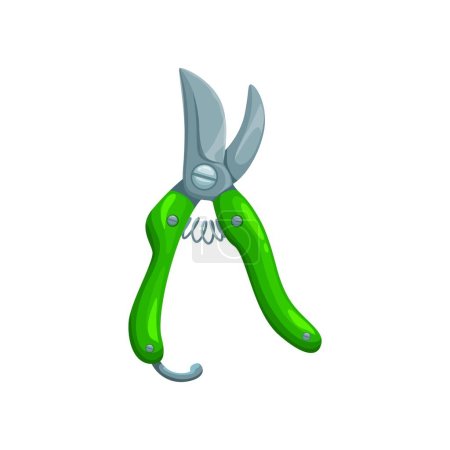 Illustration for Garden pruner or clippers, isolated cartoon vector handheld cutting tool for precision pruning and trimming of plants, shrubs, and small branches in gardens, helping maintain their shape and health - Royalty Free Image
