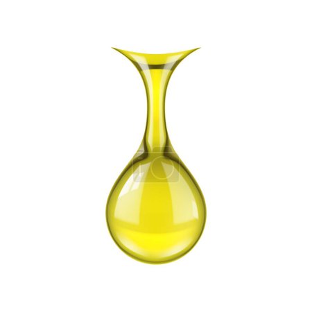 Ilustración de Goteo realista de aceite de oliva, vector aislado de esencia líquida dorada o miel. Caída de aceite de oliva virgen extra con reflejo ligero para alimentos o envases de productos cosméticos en macro primer plano - Imagen libre de derechos
