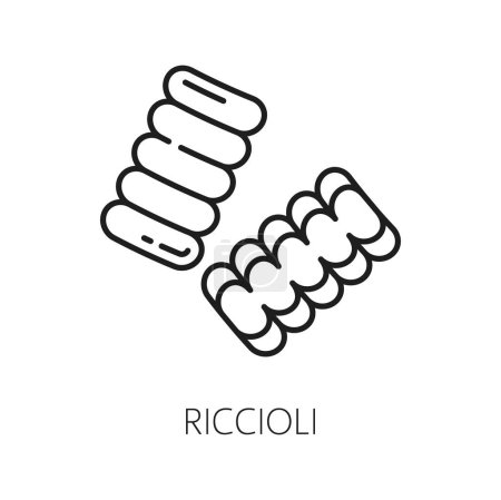 Téléchargez les illustrations : Riccioli type de pâtes isolées icône contour. Pâtes maison vectorielles, cuisine italienne, fettuccine fraîche roulée de pâte de blé - en licence libre de droit