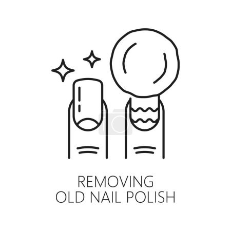 Illustration for Nail manicure service icon with polished fingernails. Cosmetics and makeup shop, manicure and pedicure master or cosmetology outline vector sign. Woman beauty or spa salon linear pictogram or icon - Royalty Free Image