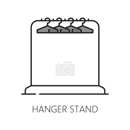 Illustration for Hanger stand furniture icon, home interior item outline pictogram. House living room interior element or apartment wardrobe thin line icon or symbol, home furniture vector symbol - Royalty Free Image
