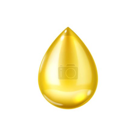 Illustration for Olive oil falling realistic drop. Natural honey or syrup realistic transparent droplet, essence falling drop or organic oil isolated 3d vector drip. Cosmetics serum or gasoline realistic droplet - Royalty Free Image