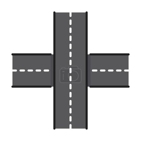 Illustration for Highway road line icon. Traffic, crossroad route. Speed road, freeway or driveway outline monochrome vector symbol. Speedway thin line sign or pictogram with road interchange or intersection - Royalty Free Image