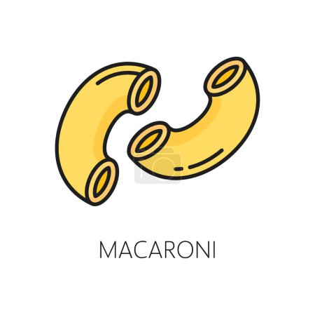 Illustration for Uncooked elbow macaroni isolated color outline icon. Vector italian cuisine food, uncooked durum wheat macaroni, nutrition pasta - Royalty Free Image