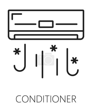 Illustration for Real estate icon. Conditioner service line sign. Dwelling cooling and heating solution thin line vector symbol, house or apartment ventilation and conditioning service, real estate company icon - Royalty Free Image
