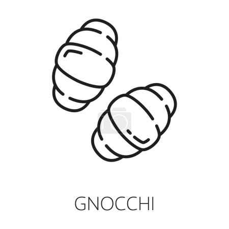 Illustration for Gnocchi or konkiloni pasta in shape of shells or seashells isolated outline icon. Vector conchiglie type of pasta. Miniature conchigliette, italian cuisine food - Royalty Free Image