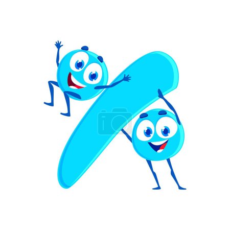Illustration for Cartoon funny division sign characters. Isolated cute vector math personages exude a sporty charm, showcasing teamwork and competitiveness in endearing way, ready for mathematical action - Royalty Free Image