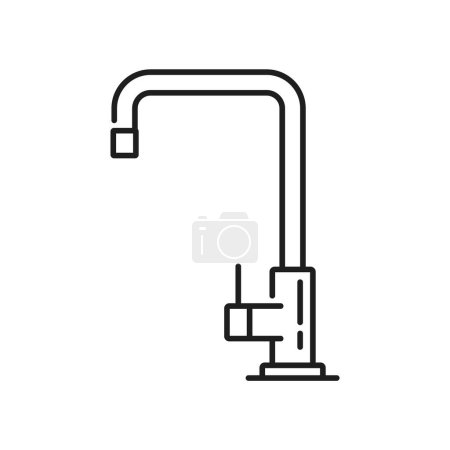 Illustration for Tap kitchen and bathroom disc faucet outline icon. House bathtub modern tap, toilet sink faucet or bathroom watertap outline vector symbol. Home bath spigot valve linear pictogram or icon - Royalty Free Image