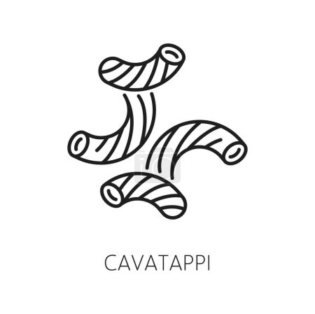 Téléchargez les illustrations : Cavatappi macaroni formé en forme de tube hélicoïdal isolé pâtes alimentaires italiennes. Vecteur italien tire-bouchons type pâtes icône contour - en licence libre de droit